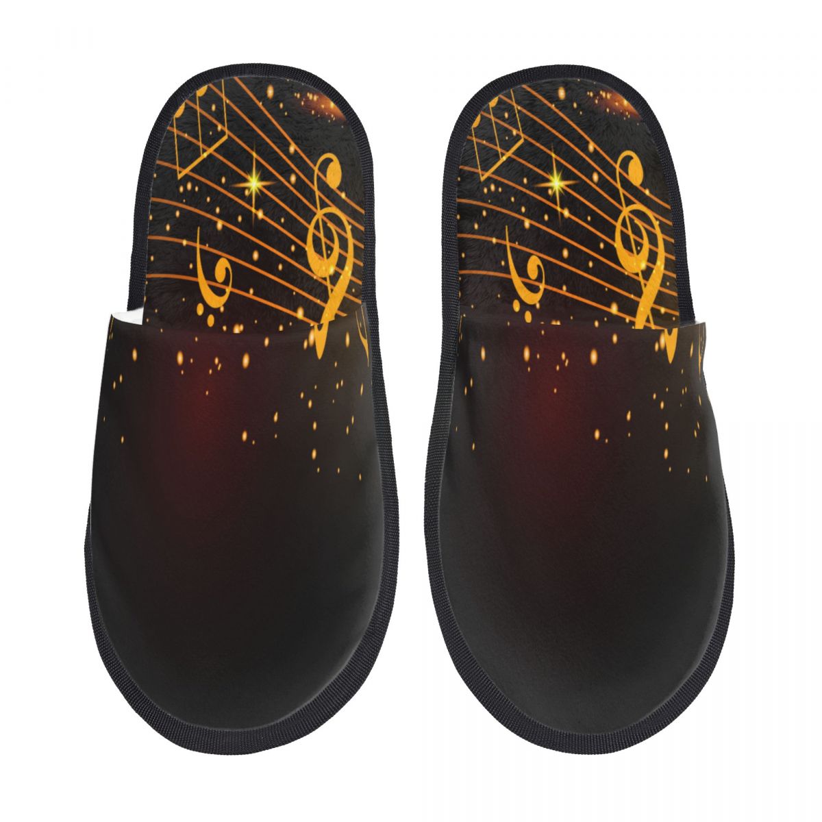 Gold Music Note Fur Slippers