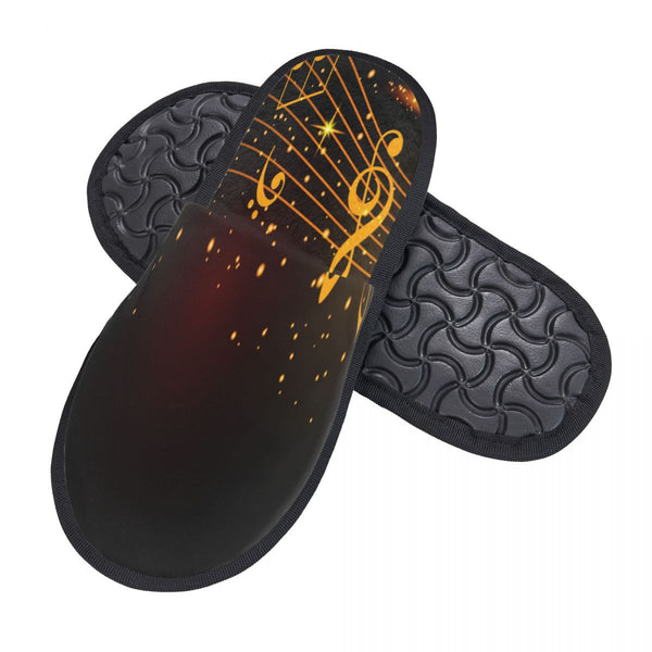 Gold Music Note Fur Slippers - Artistic Pod