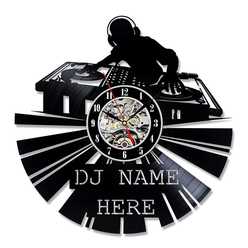 Personalized DJ Name Vinyl Record Clock