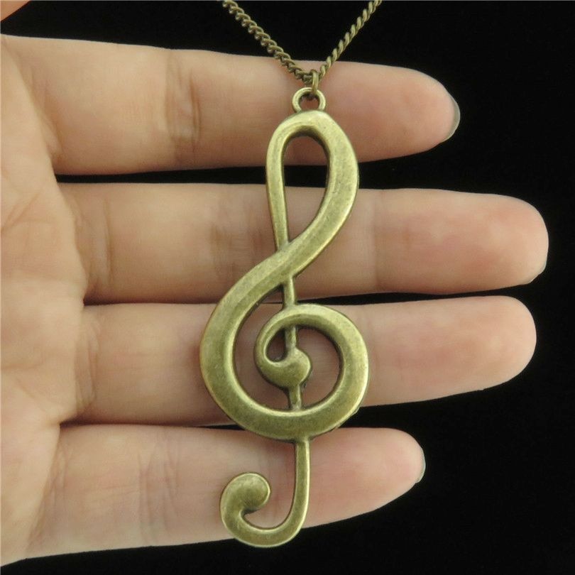 Music Notes Bronze Necklace