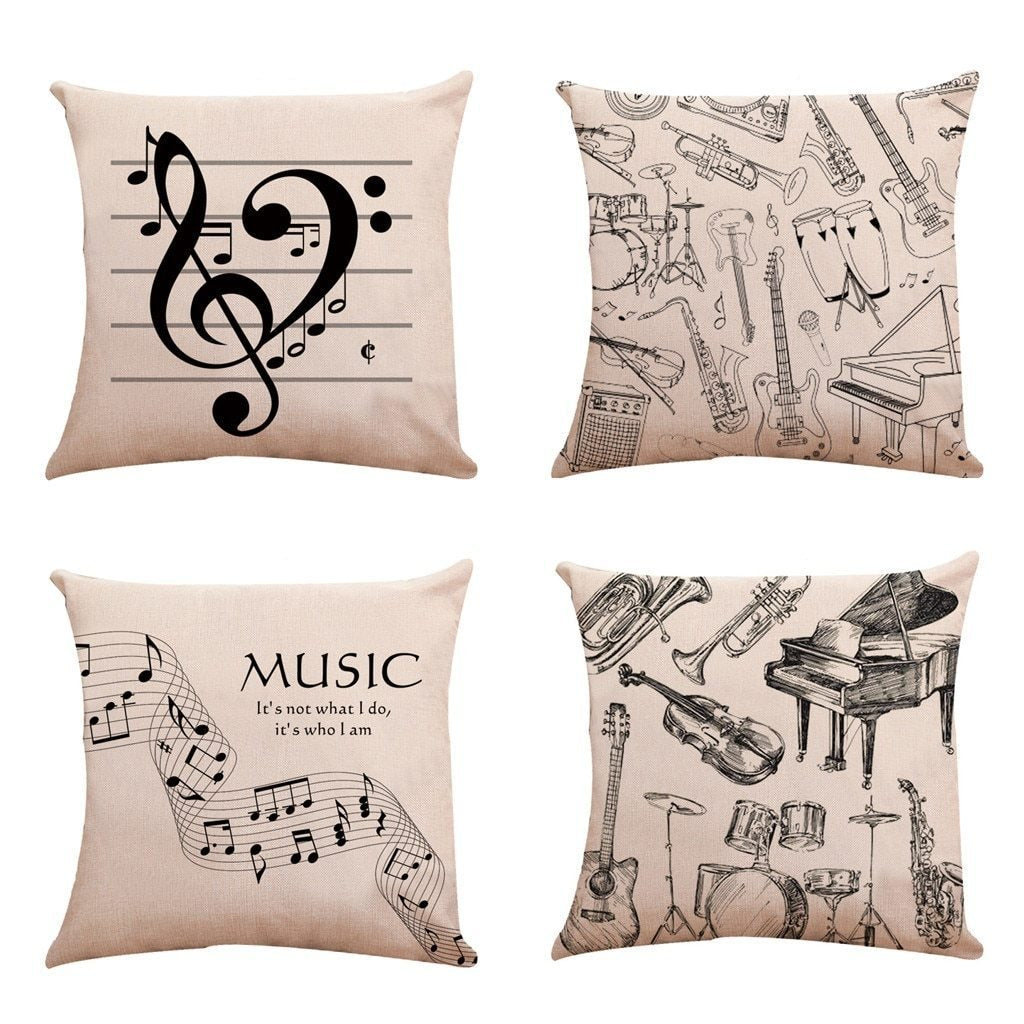 Music Printed Cushion Cover