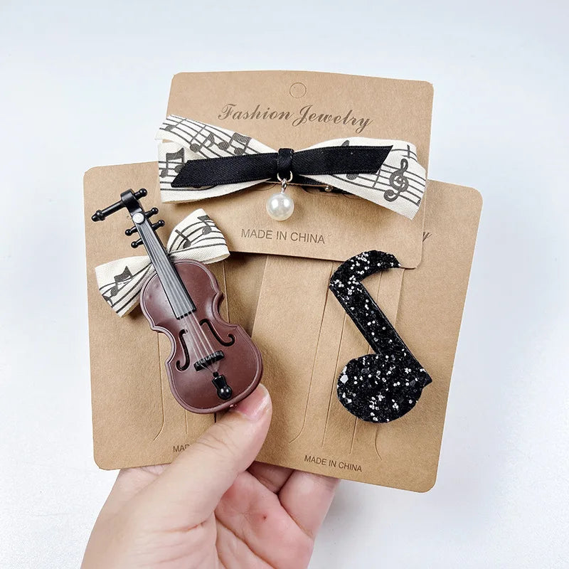 Cute Piano Violin Music Hair Clip