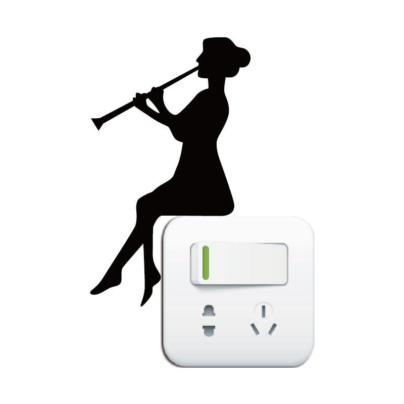 Girl Clarinet Light Switch Sticker