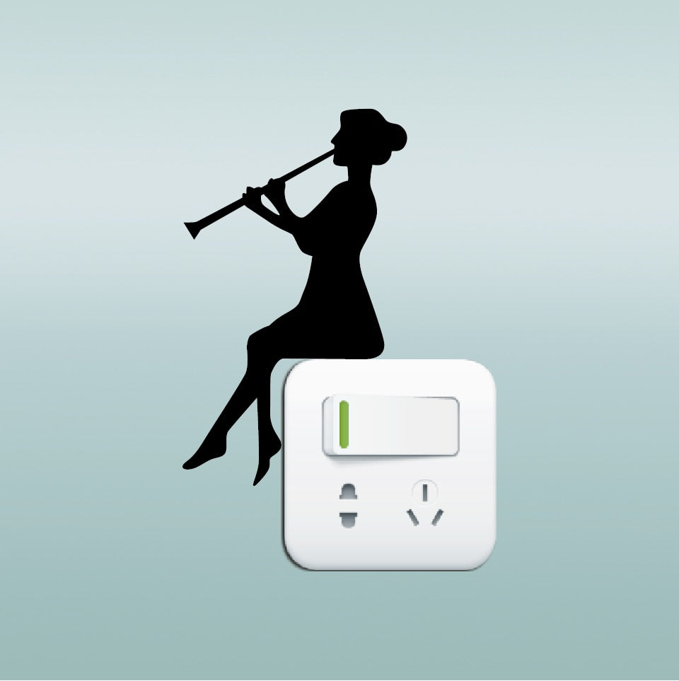 Girl Clarinet Light Switch Sticker