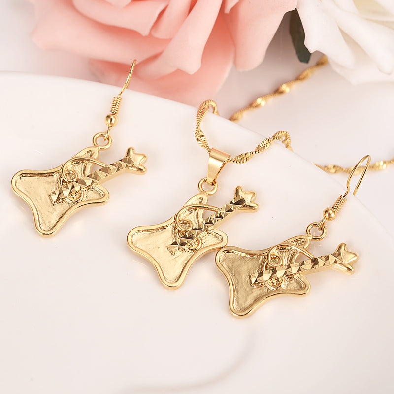 Gold Guitar Jewelry Set