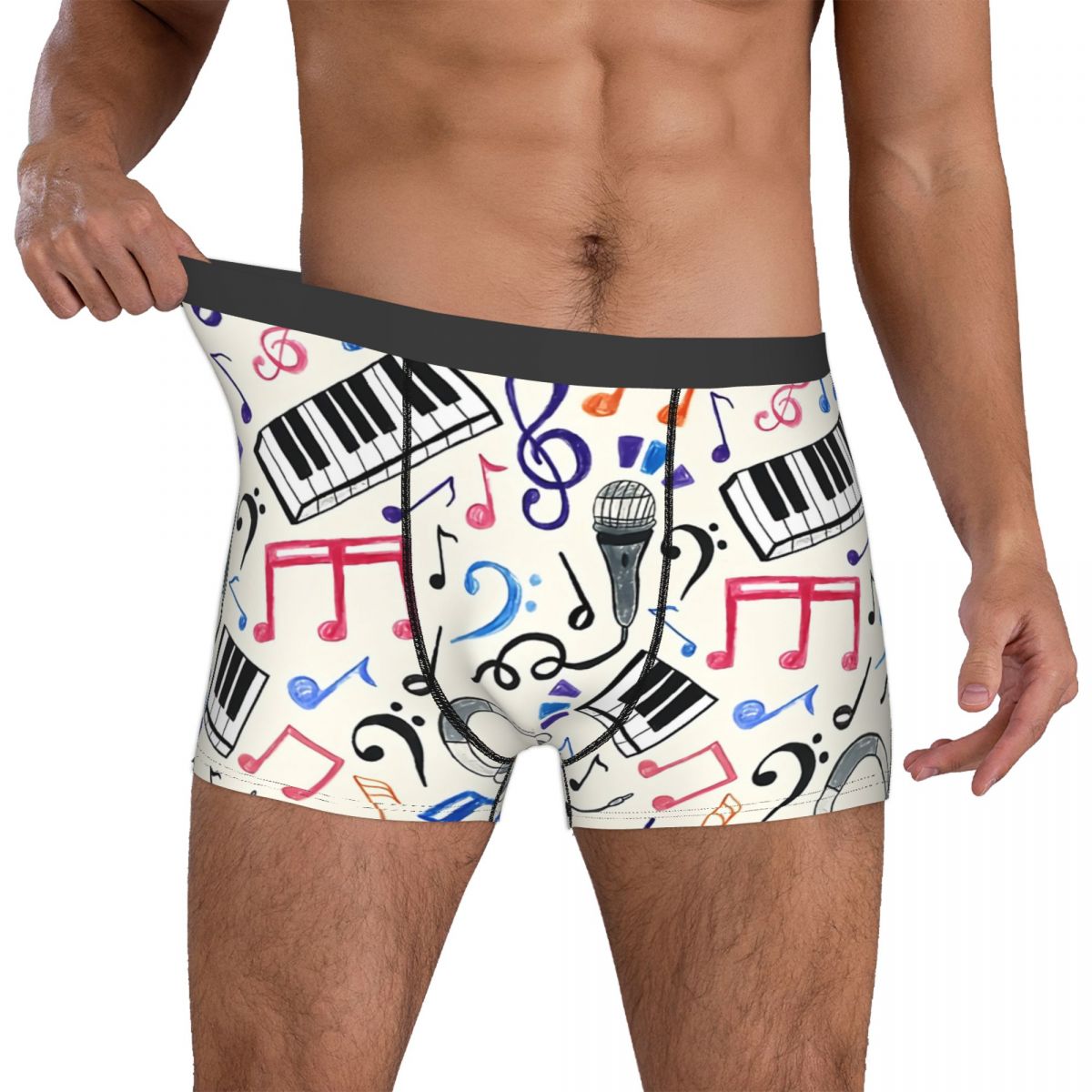 Piano & Microphone Print Boxer Briefs