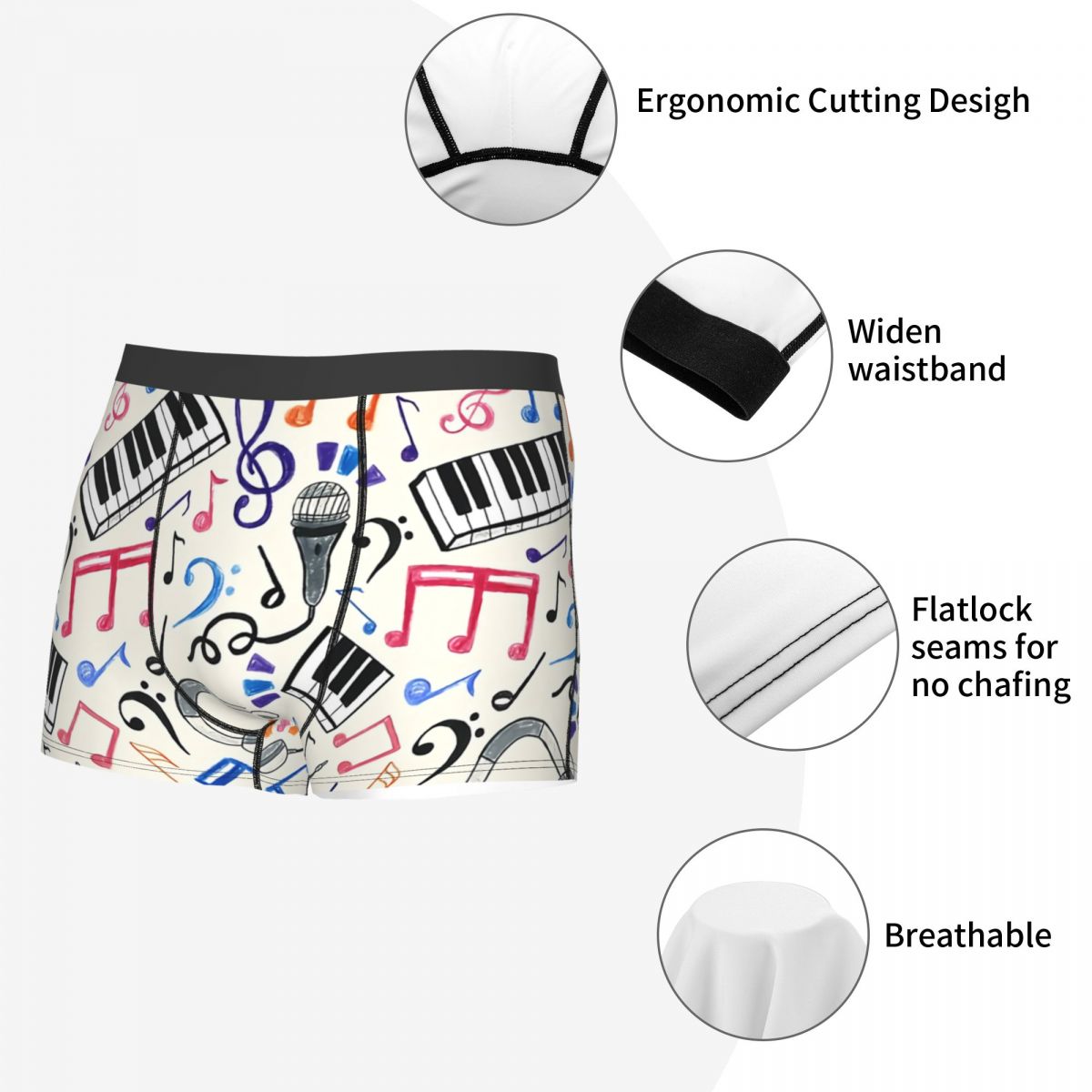 Piano & Microphone Print Boxer Briefs