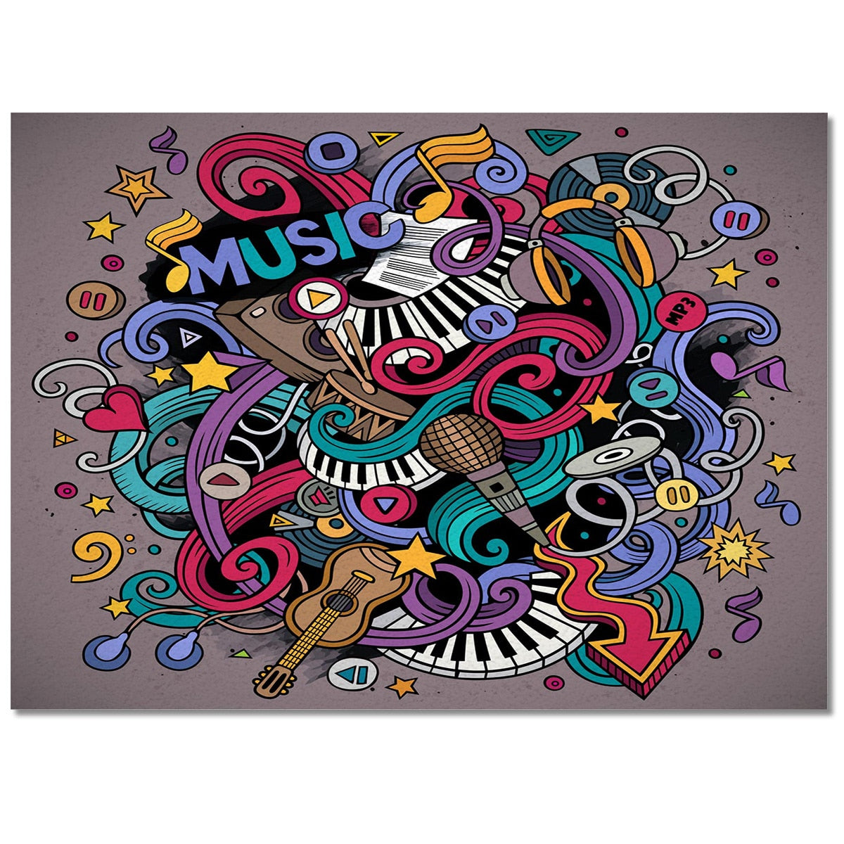 Graffiti Music Colorful Rug