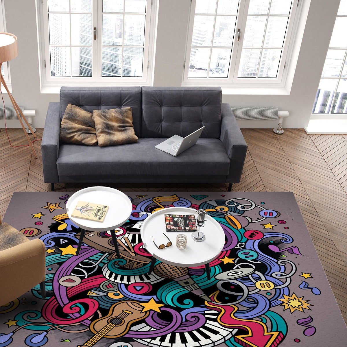 Graffiti Music Colorful Rug