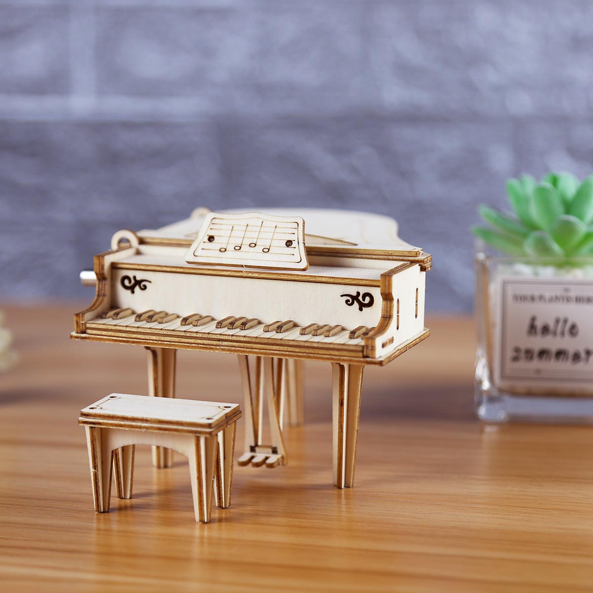 DIY Grand Piano Wood Puzzle Music Box