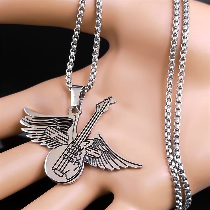 Guitar Angel Wing Necklace