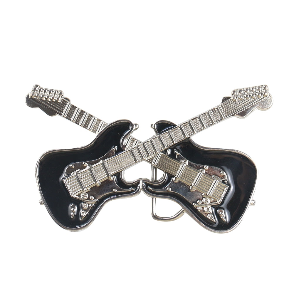 Black Guitar Belt Buckle