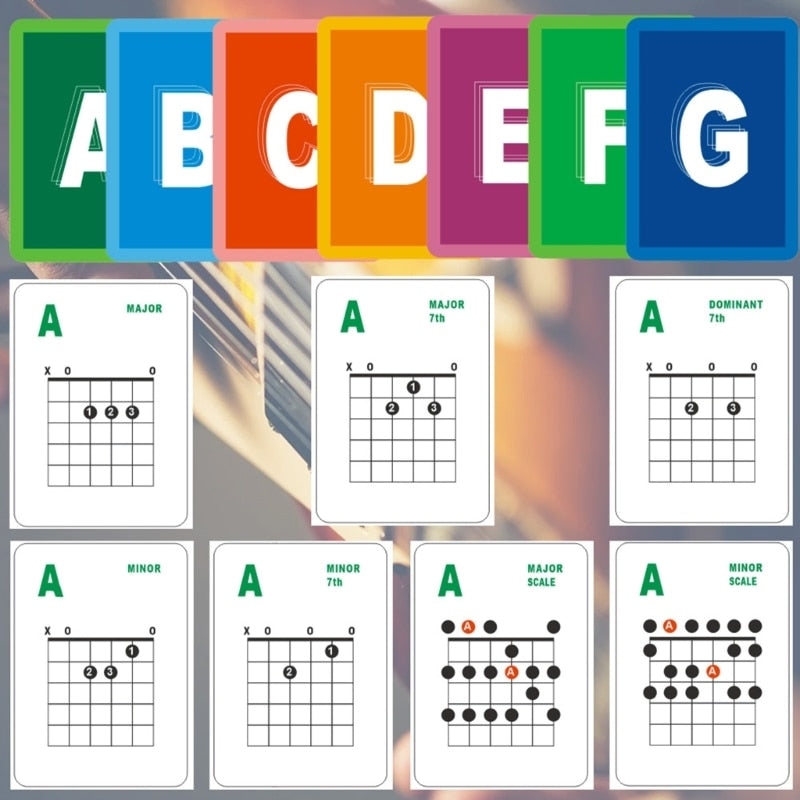 49 Guitar Chords Card Set