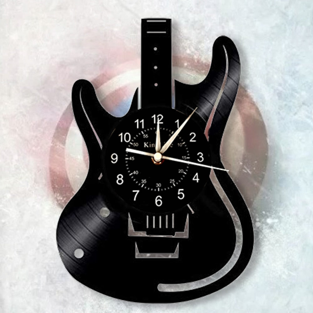 Black Electric Guitar Wall Clock