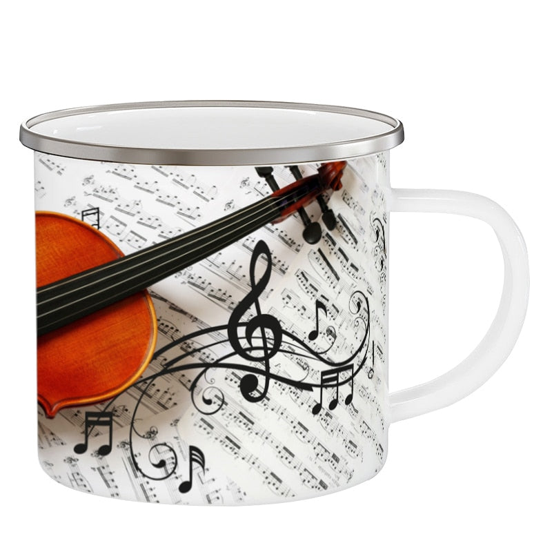 Guitar Violin Enamel Mug