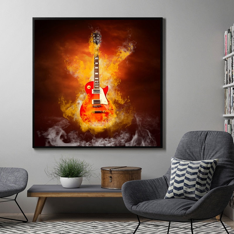 Guitar In Fire Canvas Art - { shop_name }} - Review