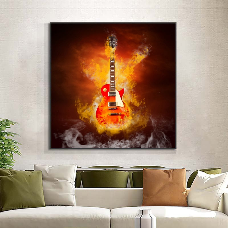 Guitar In Fire Canvas Art - { shop_name }} - Review