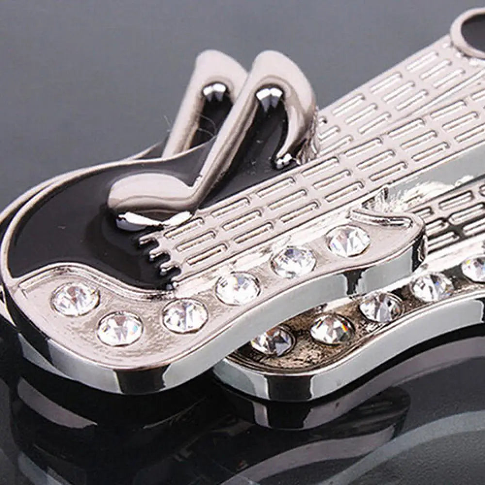 Punk Guitar Rhinestone Keyring