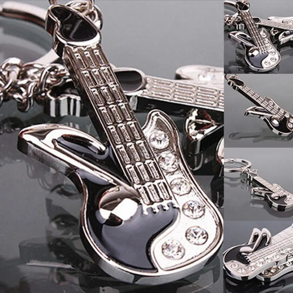 Punk Guitar Rhinestone Keyring