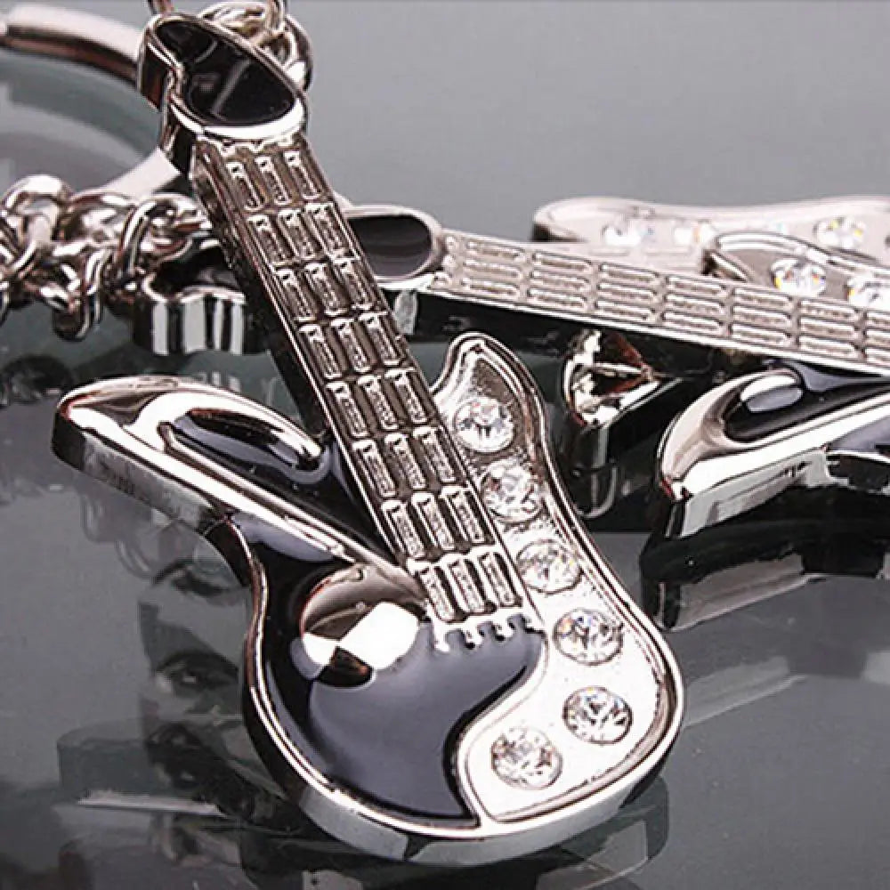 Punk Guitar Rhinestone Keyring