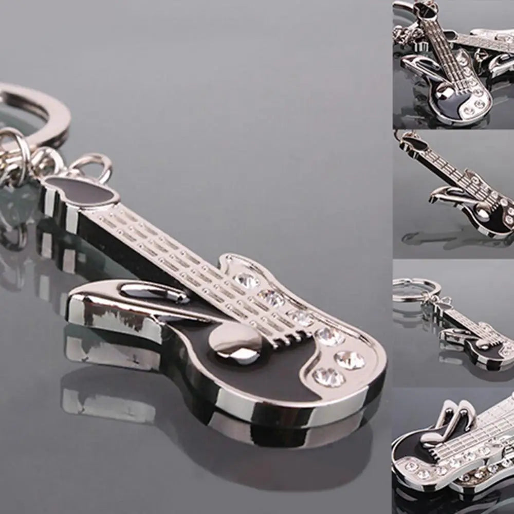 Punk Guitar Rhinestone Keyring