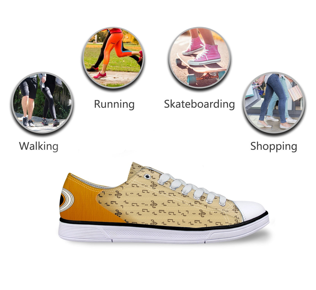 Music Chart Flats Canvas Sneakers