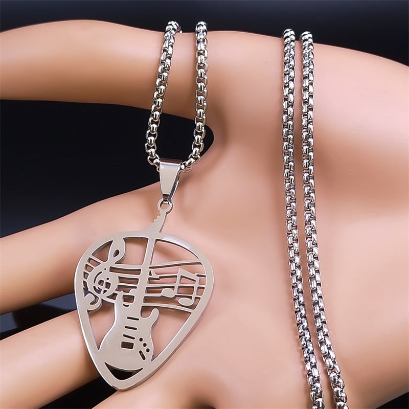 Guitar Music Note Pick Necklace