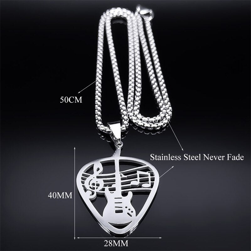 Guitar Music Note Pick Necklace