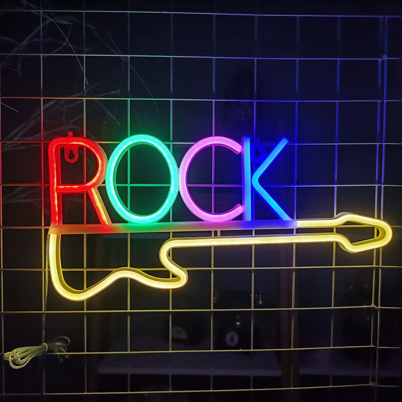 Guitar Rock & Roll Neon Sign Light