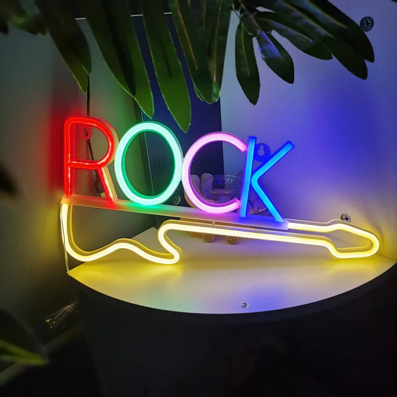 Guitar Rock & Roll Neon Sign Light