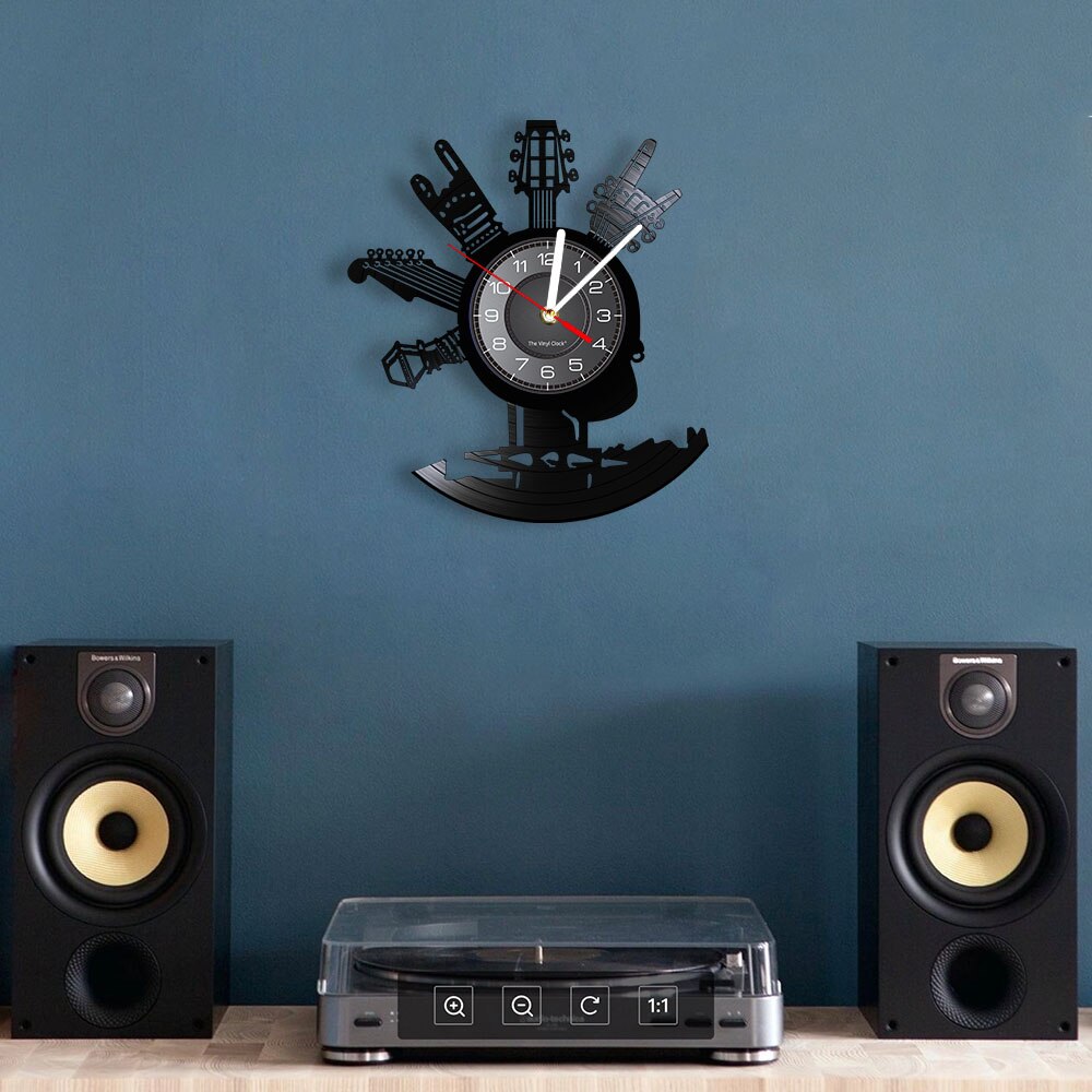 Guitar Vinyl Record Wall Clock