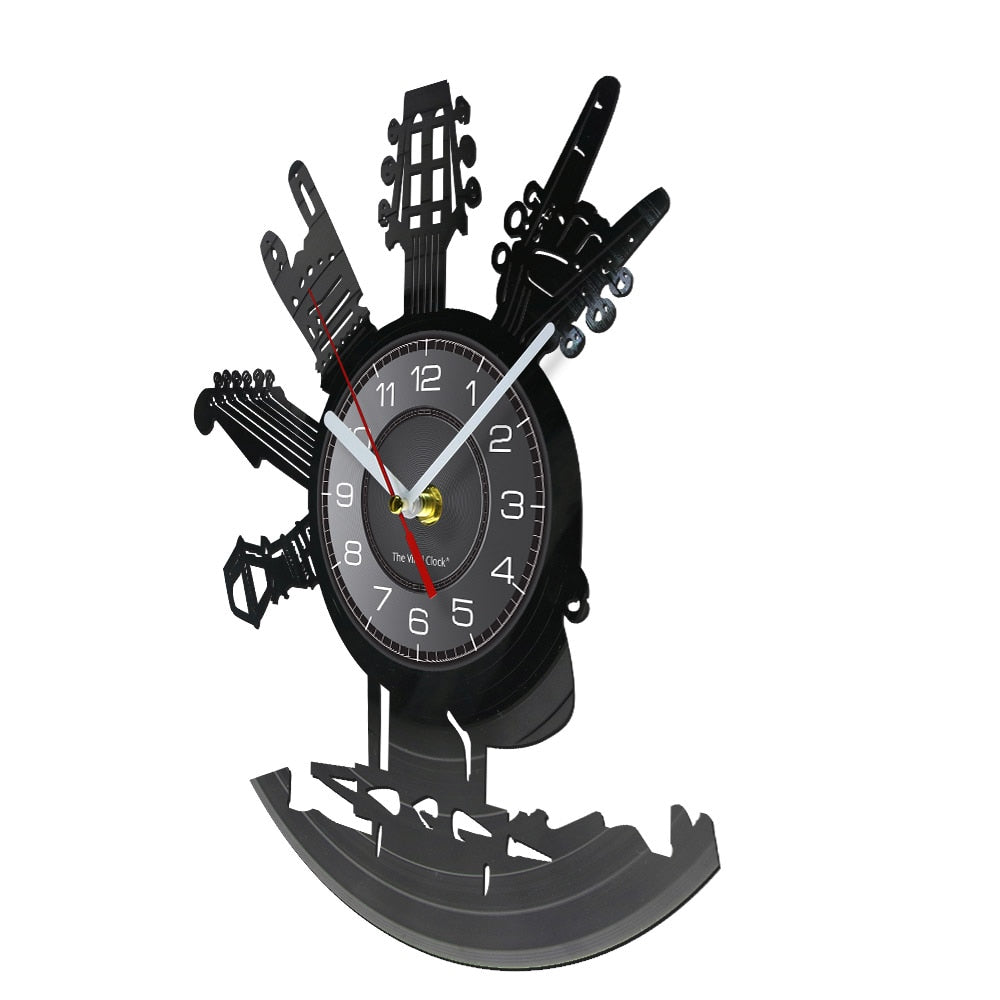 Guitar Vinyl Record Wall Clock