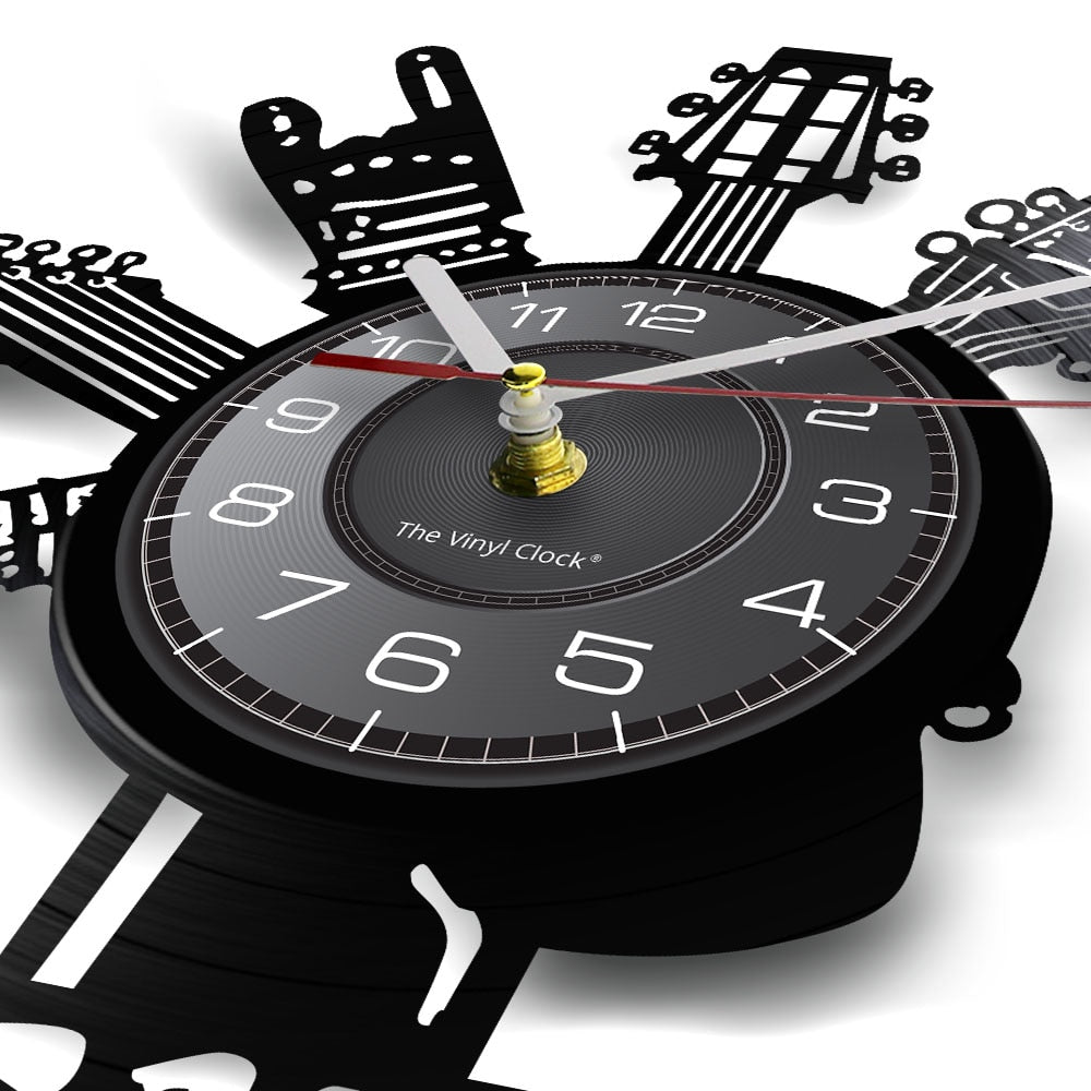 Guitar Vinyl Record Wall Clock