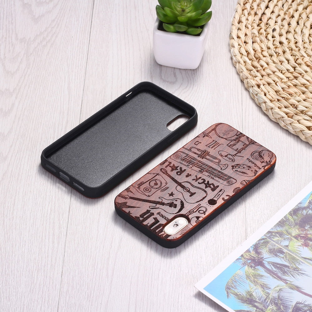 Rock N Roll Guitar Wood Phone Case