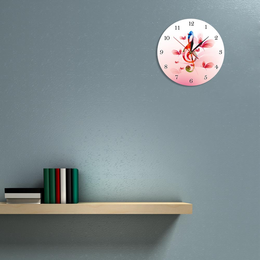 Music Notes Butterflies Floral Wall Clock