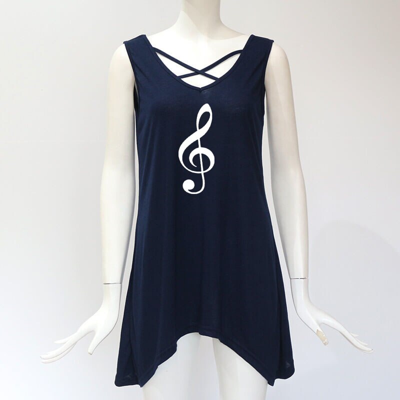 Treble Clef Cross Sleeveless Top