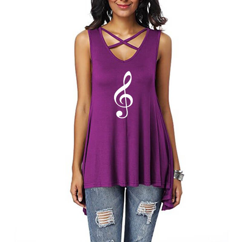 Treble Clef Cross Sleeveless Top