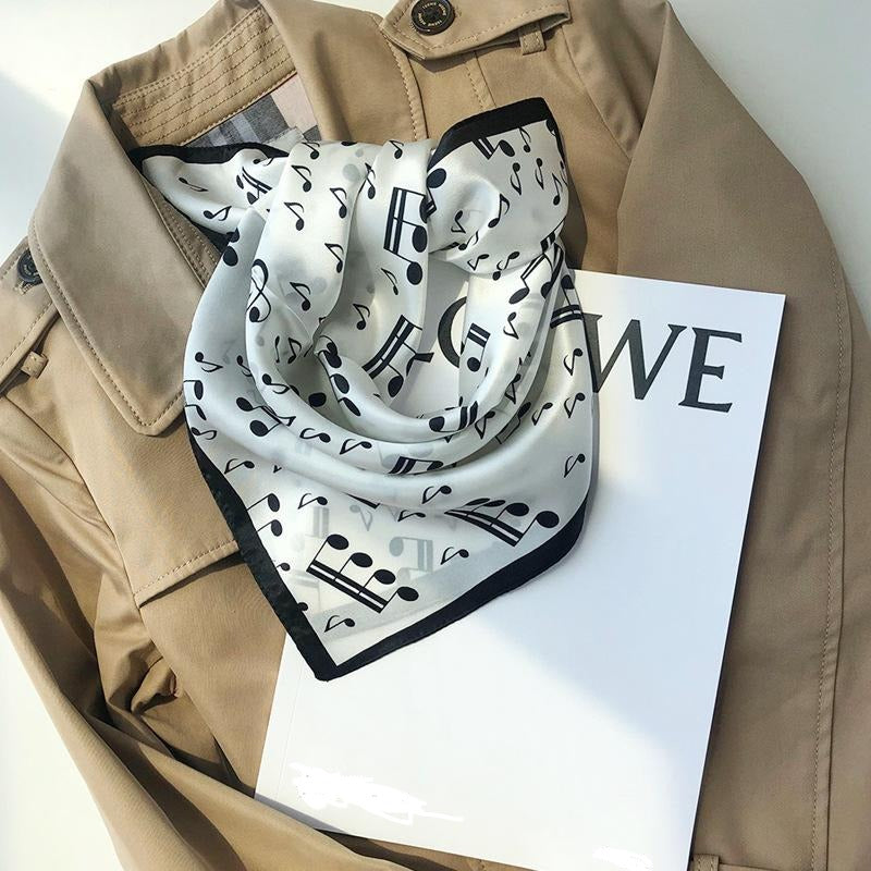 Musical Notes Printed Silk Scarf