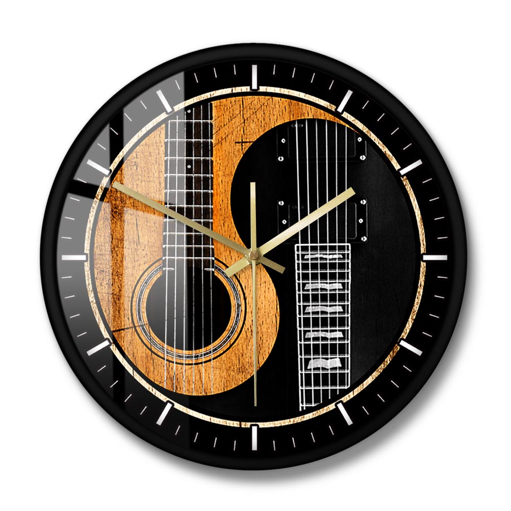 Yin And Yang Guitar Bass Wall Clock