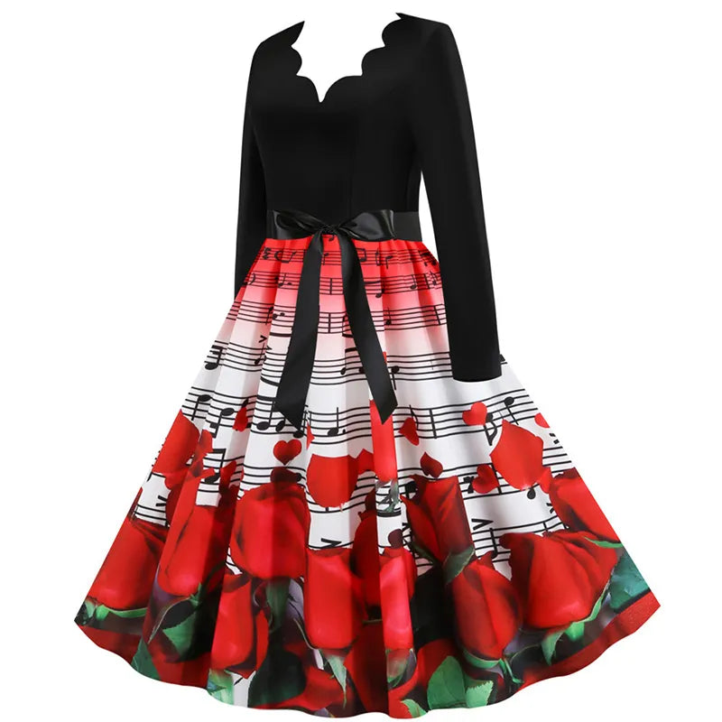 Romantic V-neck Music Dress