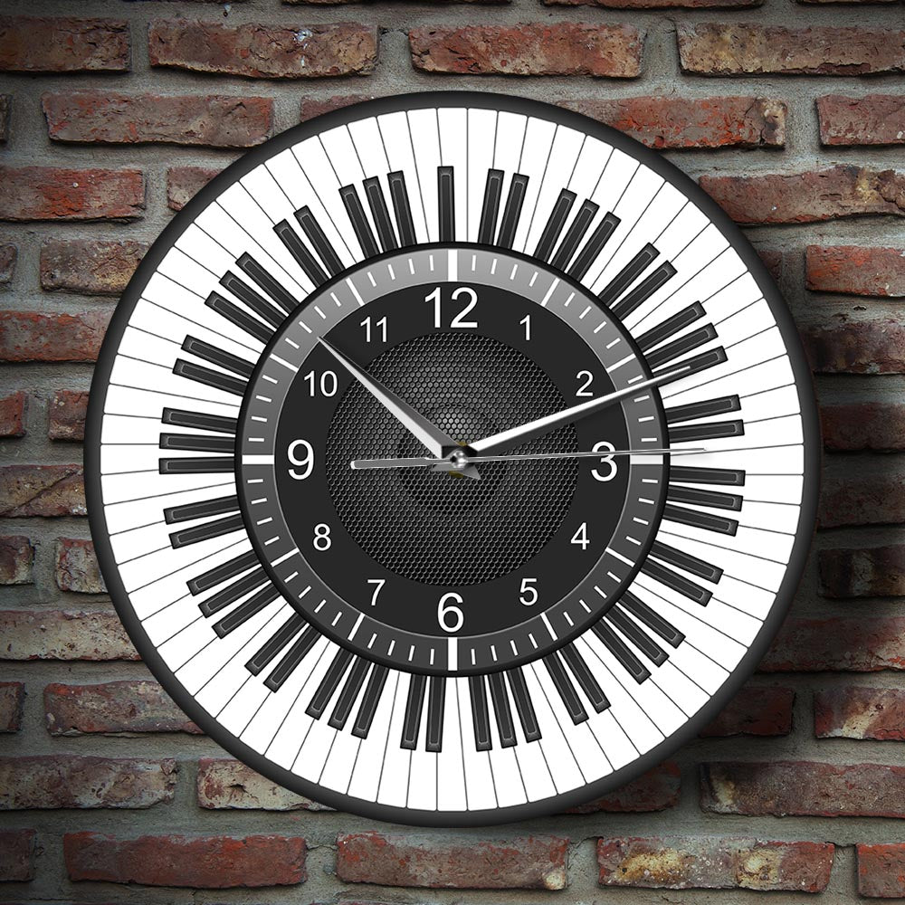Speaker Piano Keys Pattern Wall Clock