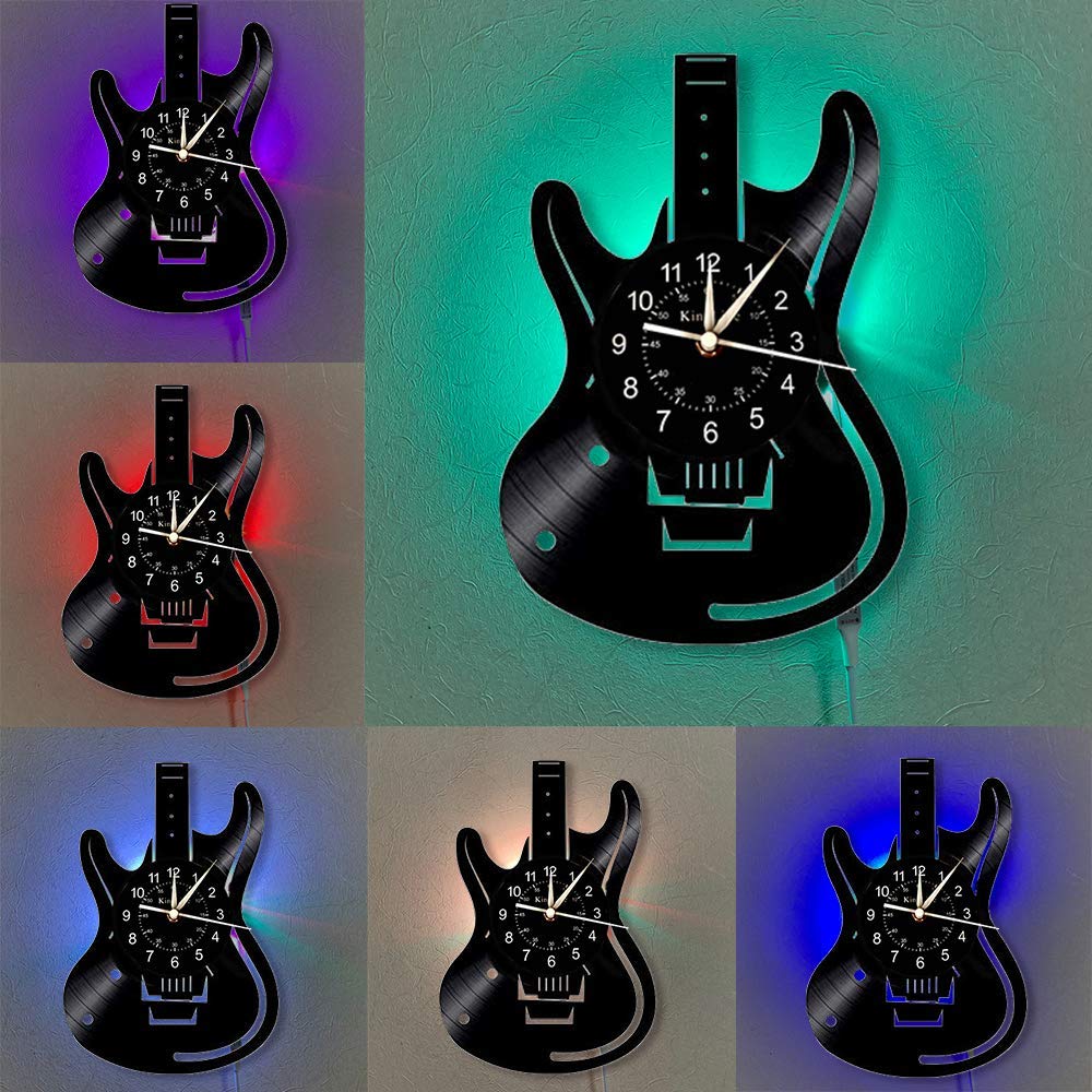 Black Electric Guitar Wall Clock