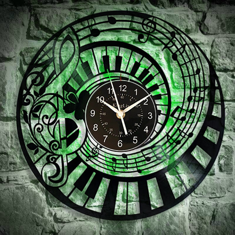 Piano Keys Treble Clef Wall Clock