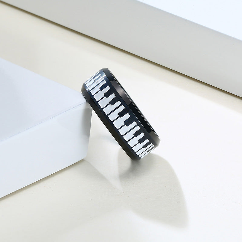Artistic Piano Keys Black Ring