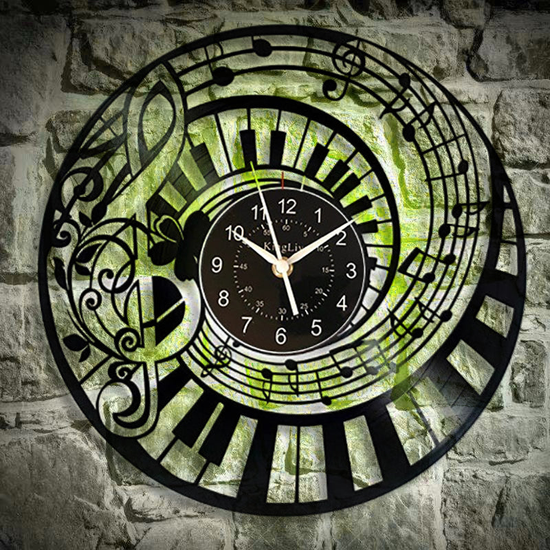 Piano Keys Treble Clef Wall Clock