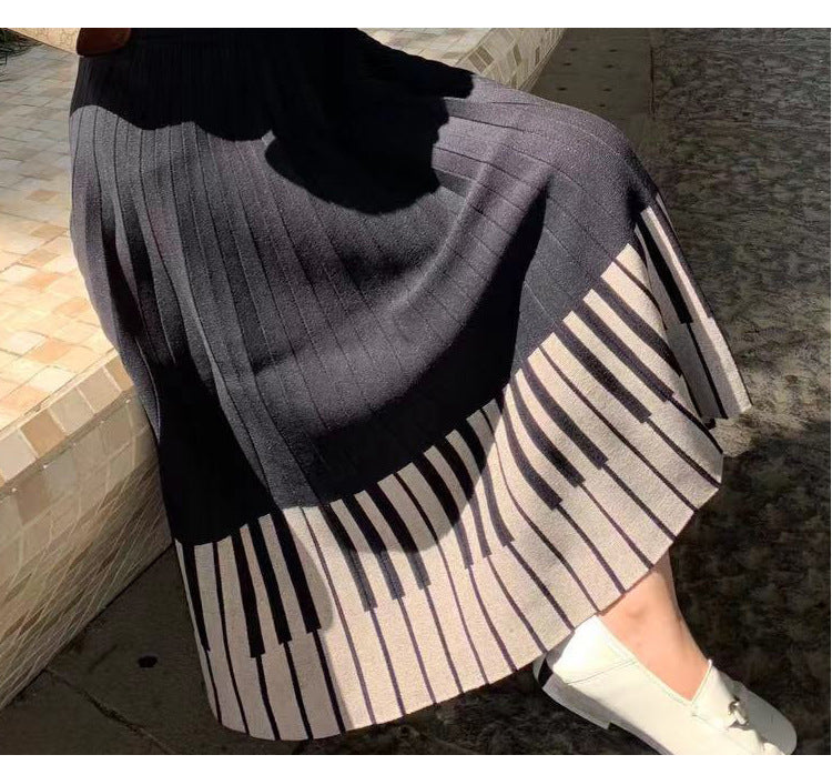 Elastic High Waist Piano Skirt