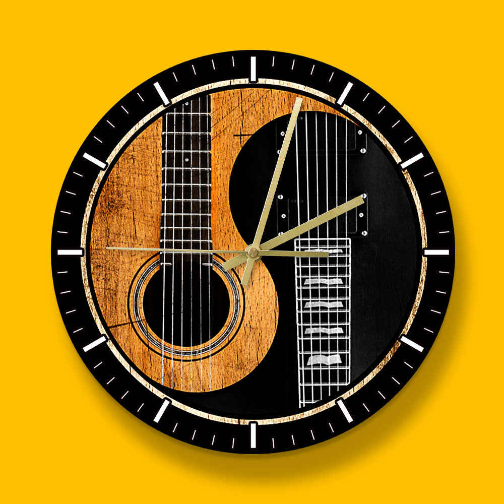 Yin And Yang Guitar Bass Wall Clock