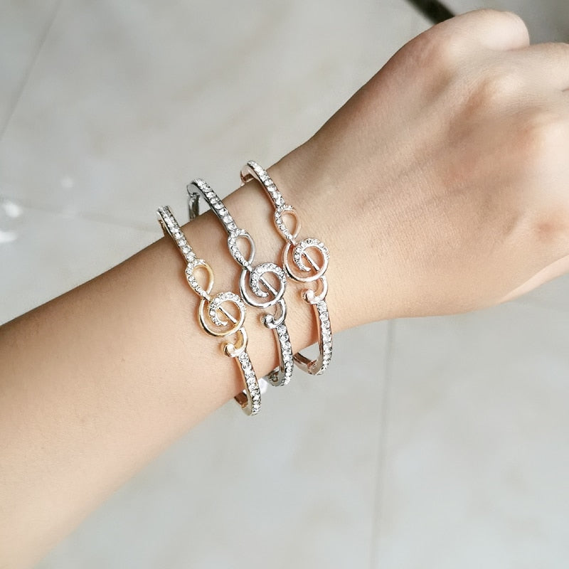 Stunning Treble Clef Rhinestone Bangle