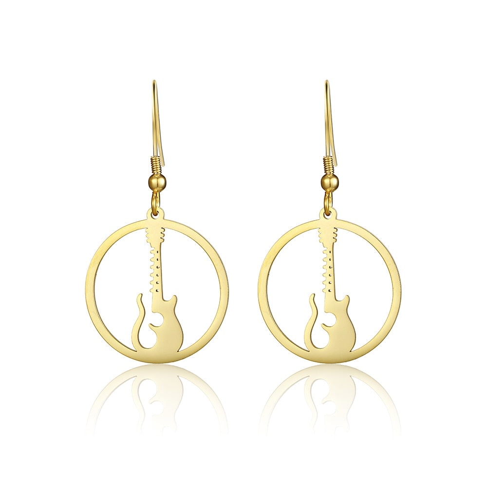 Free - Electric Guitar Round Earrings