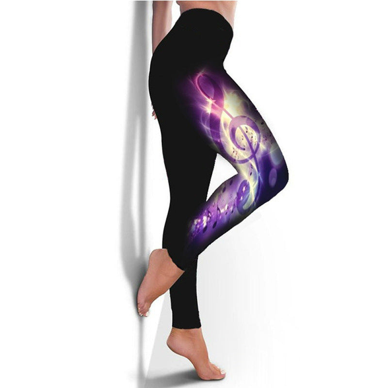 Colorful Music Notes Black Leggings